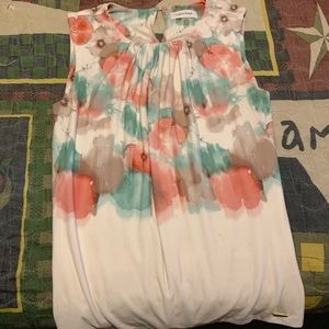 Calvin Klein white and flower printed business professional blouse